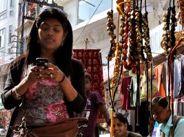 A smartphone user in India